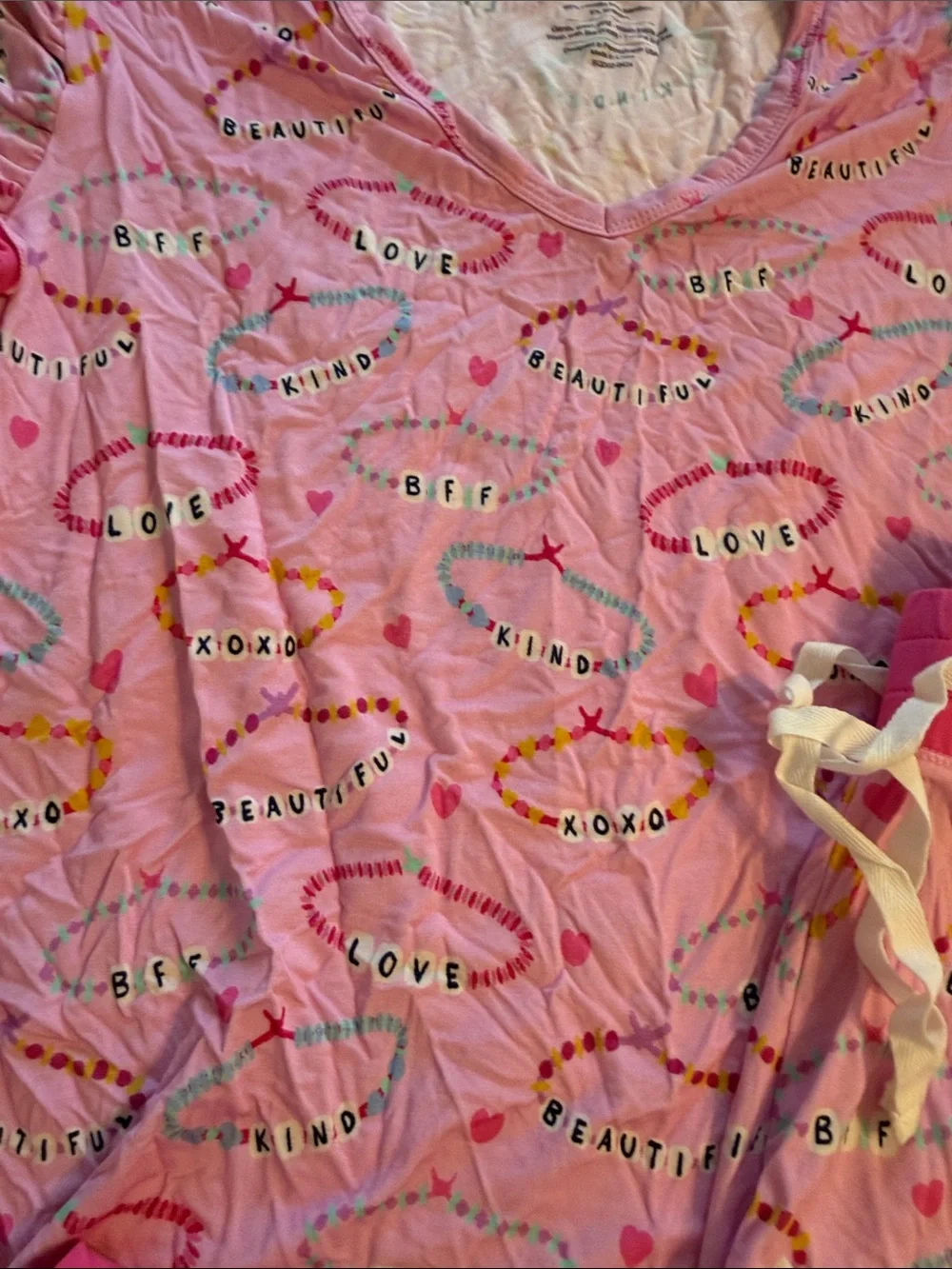 Women’s pink 'Love' Heart Pattern Pajama Set